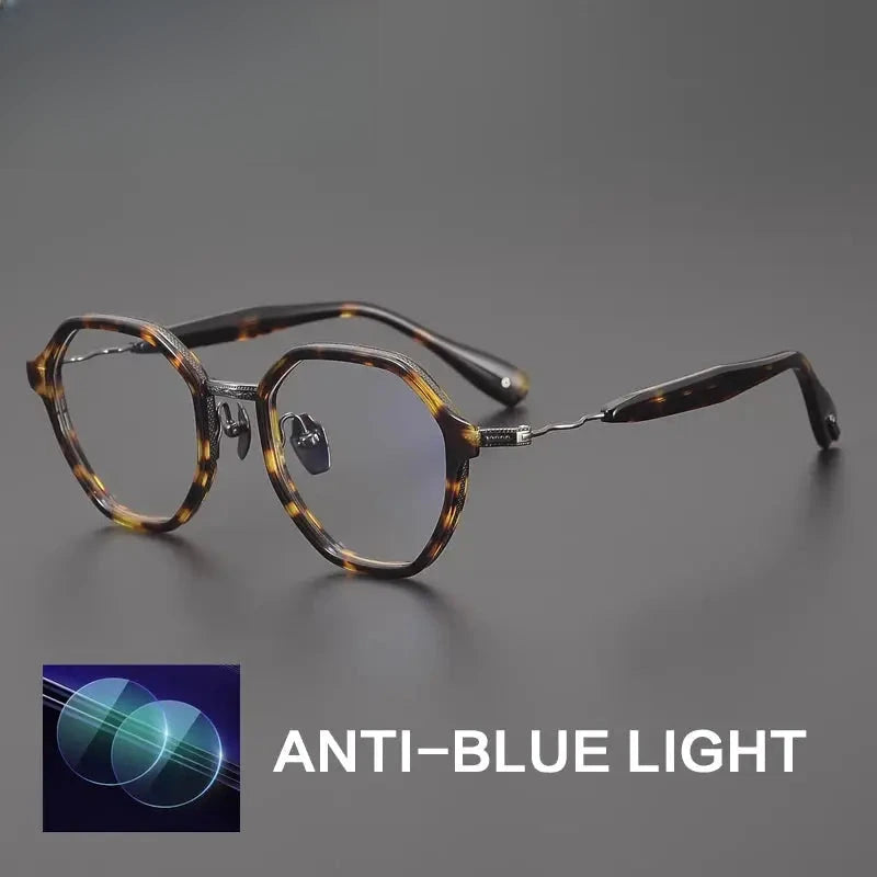 Unisex Polygon Full Rim Titanium Prescription Glasses 892505 — view 3 | Rx Spectacle