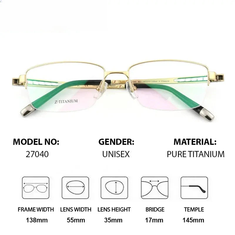 Women's Polygon Semi-Rimless Titanium Prescription Glasses 627040 — view 2 | Rx Spectacle
