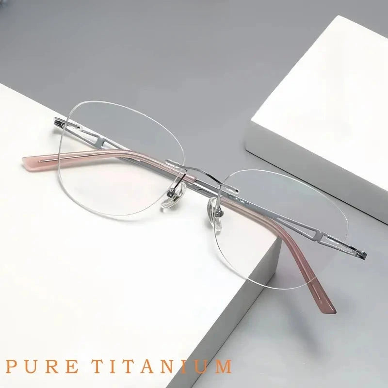 Women's Cat Eye Rimless Titanium Prescription Glasses 6089 — view 1 | Rx Spectacle