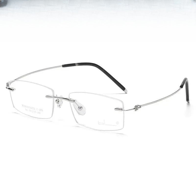 Unisex Rectangular Rimless Titanium Prescription Glasses 8581 — view 1 | Rx Spectacle