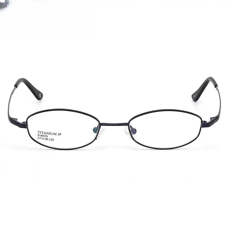 Unisex Oval Full Rim Titanium Prescription Glasses 8070 — view 8 | Rx Spectacle