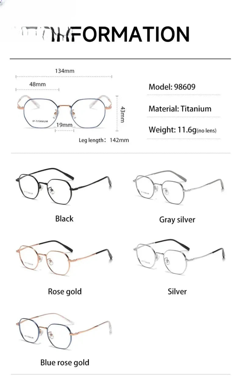 Women's Polygon Full Rim Titanium Reading Glasses 698609 — view 2 | Rx Spectacle