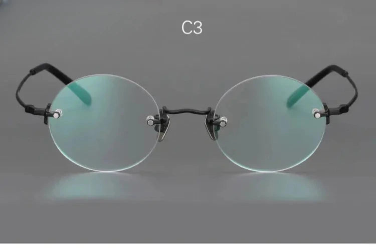 Unisex Round Rimless Titanium Reading Glasses 4643 — view 5 | Rx Spectacle
