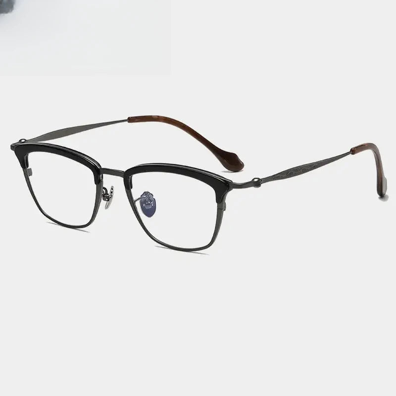 Unisex Browline Full Rim Titanium Prescription Glasses Gxyj1460 — view 8 | Rx Spectacle