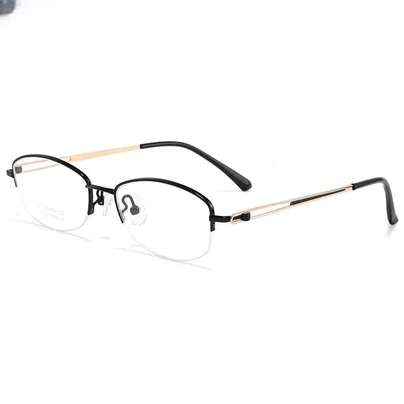 Women's Oval Semi-Rimless Titanium Prescription Glasses 19112 — view 8 | Rx Spectacle