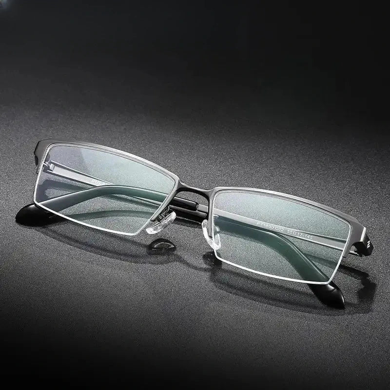 Unisex Square Semi-Rimless Titanium Prescription Glasses 611850 — view 6 | Rx Spectacle