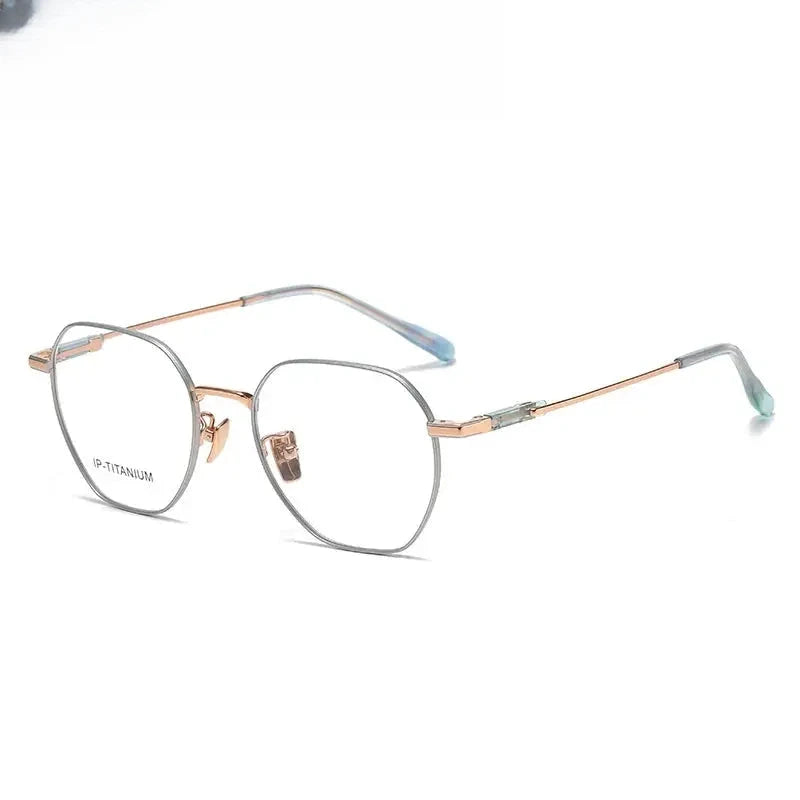 Unisex Polygon Full Rim Titanium Flat Top Prescription Glasses 61010 — view 6 | Rx Spectacle