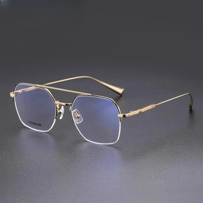 Men's Square Full Rim Titanium Double Bridge Prescription Glasses 305228 — view 4 | Rx Spectacle