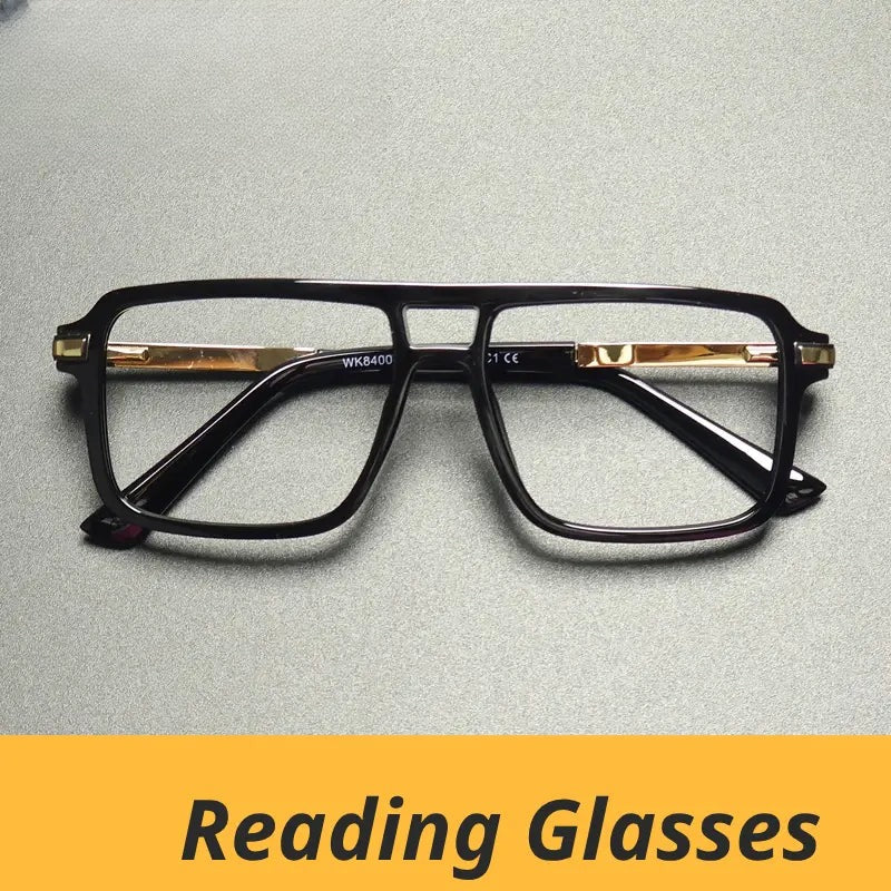 Unisex Square Full Rim Titanium Double Bridge Reading Glasses G84004 — view 1 | Rx Spectacle
