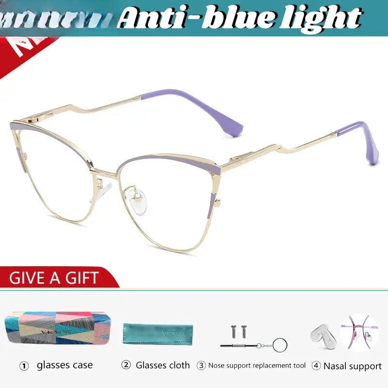 Women's Cat Eye Full Rim Titanium Reading Glasses 680014 — view 3 | Rx Spectacle
