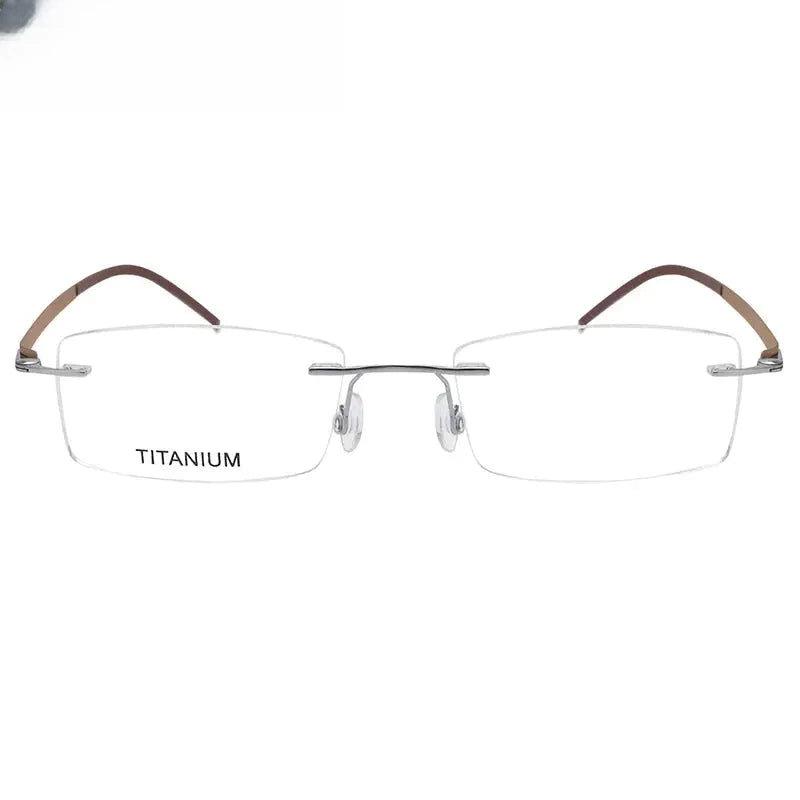 Unisex Square Rimless Titanium Screwless Prescription Glasses 5001 — view 3 | Rx Spectacle