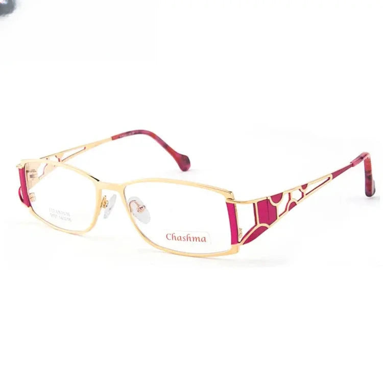 Women's Rectangular Full Rim Titanium Prescription Glasses 91373 — view 4 | Rx Spectacle
