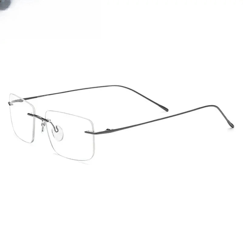 Unisex Square Rimless Titanium Prescription Glasses 185870 — view 1 | Rx Spectacle