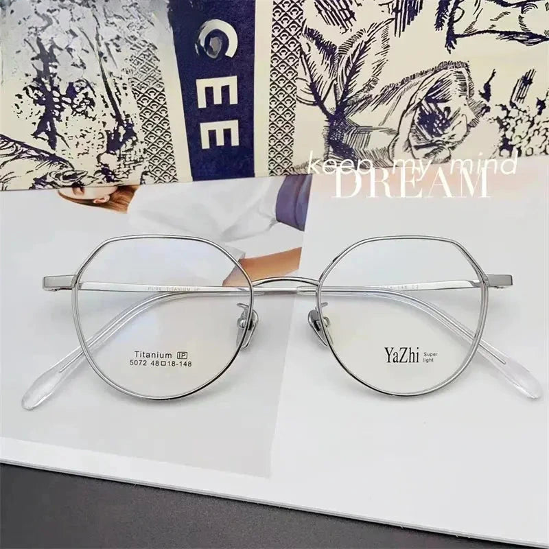 Unisex Oval Full Rim Titanium Flat Top Prescription Glasses — view 7 | Rx Spectacle