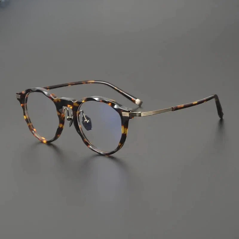 Unisex Round Full Rim Titanium Oversized Prescription Glasses 852516 — view 4 | Rx Spectacle