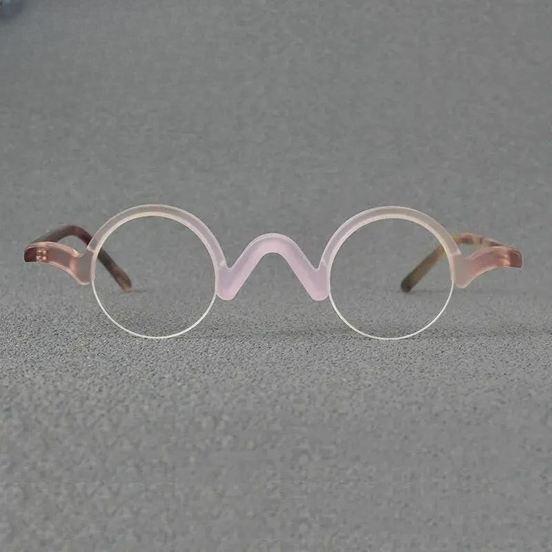 Unisex Round Semi-Rimless Acetate Prescription Glasses — view 5 | Rx Spectacle