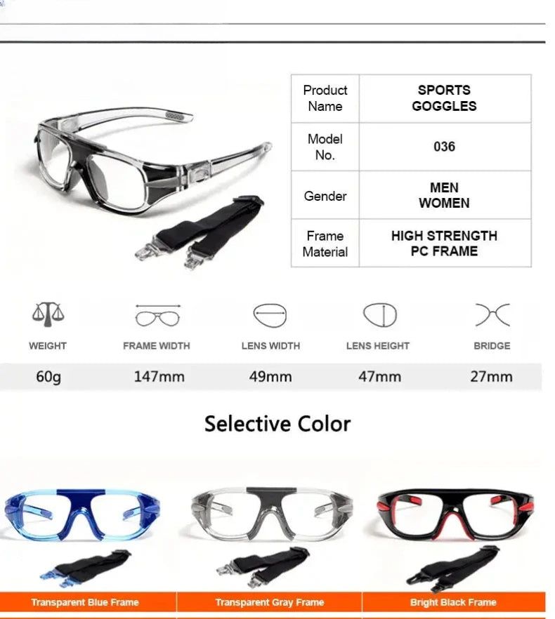 Unisex Square Full Rim Titanium Sports Glasses C036 — view 10 | Rx Spectacle