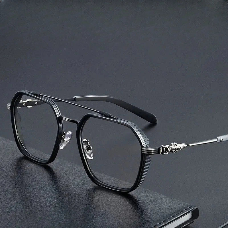 Men's Square Full Rim Titanium Double Bridge Prescription Glasses 82056 — view 1 | Rx Spectacle