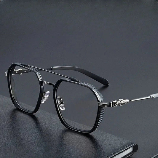 Men's Square Full Rim Titanium Double Bridge Prescription Glasses 82056 — view 1 | Rx Spectacle