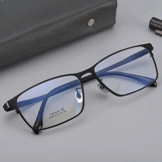 Men's Square Full Rim Titanium Oversized Prescription Glasses 20597 — view 1 | Rx Spectacle
