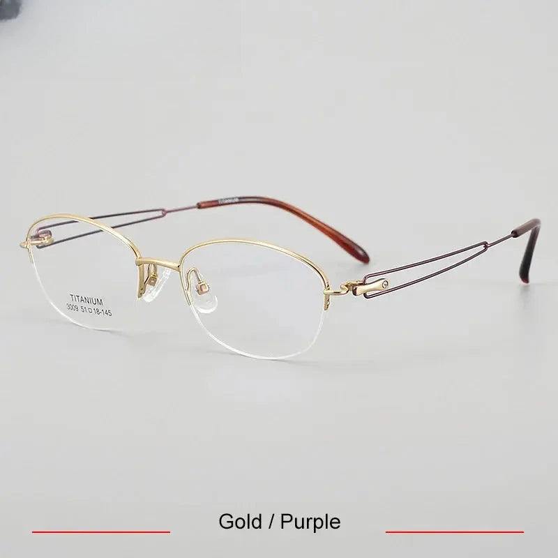 Women's Oval Semi-Rimless Titanium Prescription Glasses 33009 — view 6 | Rx Spectacle