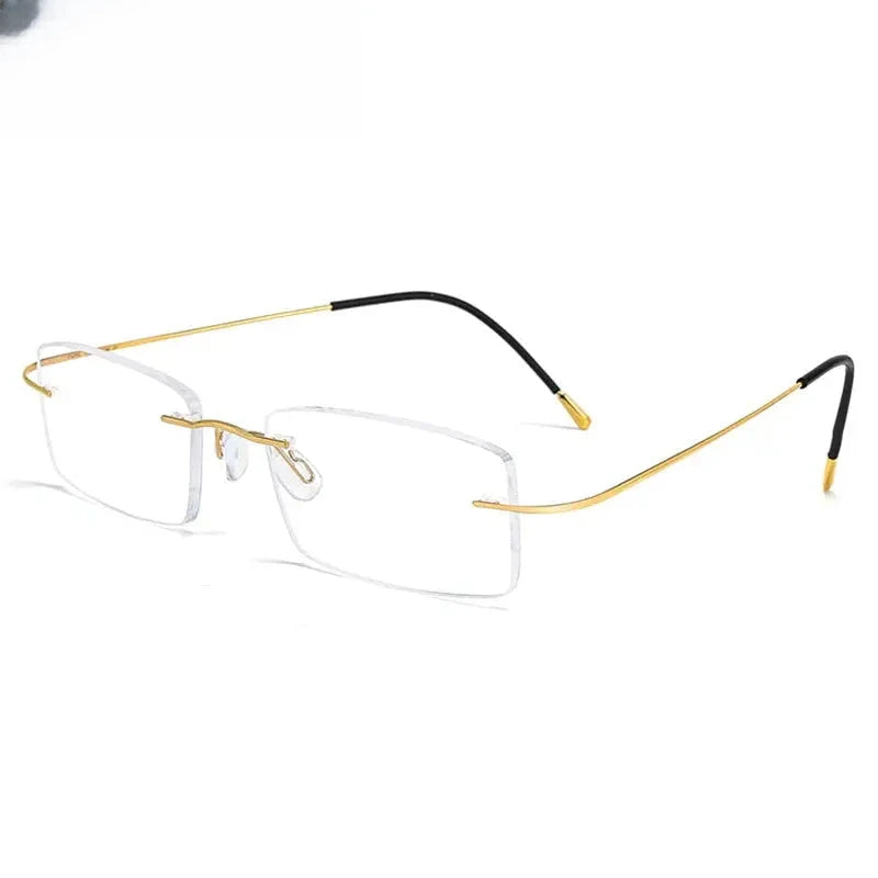 Unisex Square Rimless Titanium Prescription Glasses 408040 — view 4 | Rx Spectacle