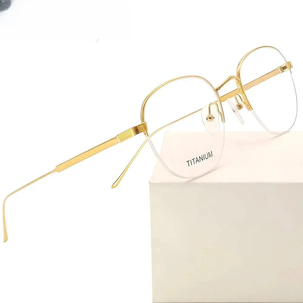 Women's Oval Semi-Rimless Titanium Prescription Glasses 700164 — view 1 | Rx Spectacle