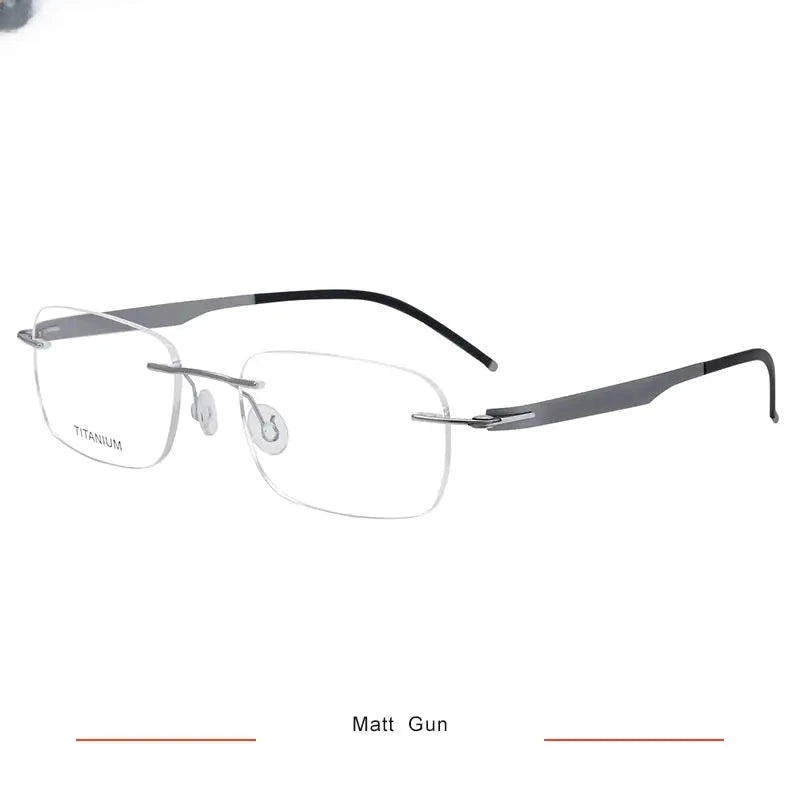Unisex Square Rimless Titanium Screwless Prescription Glasses 316029 — view 3 | Rx Spectacle