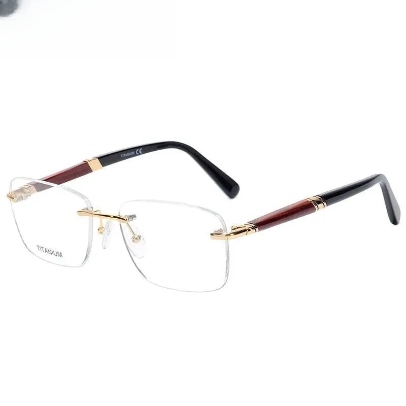 Unisex Square Rimless Titanium Prescription Glasses Ls01 — view 1 | Rx Spectacle