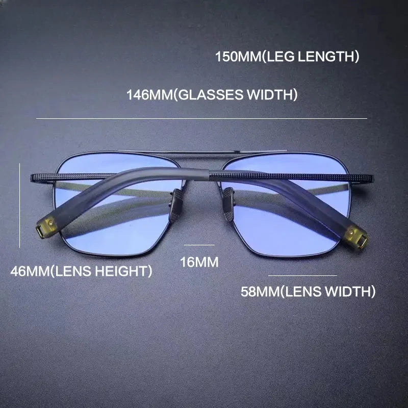 Men's Square Full Rim Titanium Double Bridge Prescription Glasses t2 — view 5 | Rx Spectacle