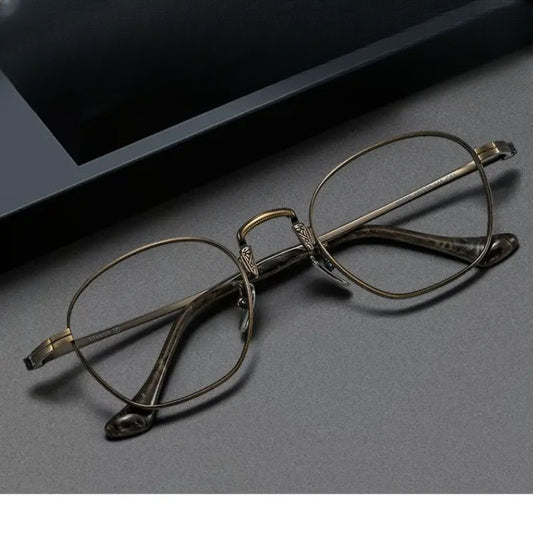 Men's Round Full Rim Titanium Prescription Glasses 808501 — view 1 | Rx Spectacle
