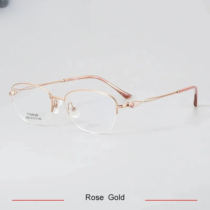 Women's Oval Semi-Rimless Titanium Prescription Glasses 33006 — view 6 | Rx Spectacle