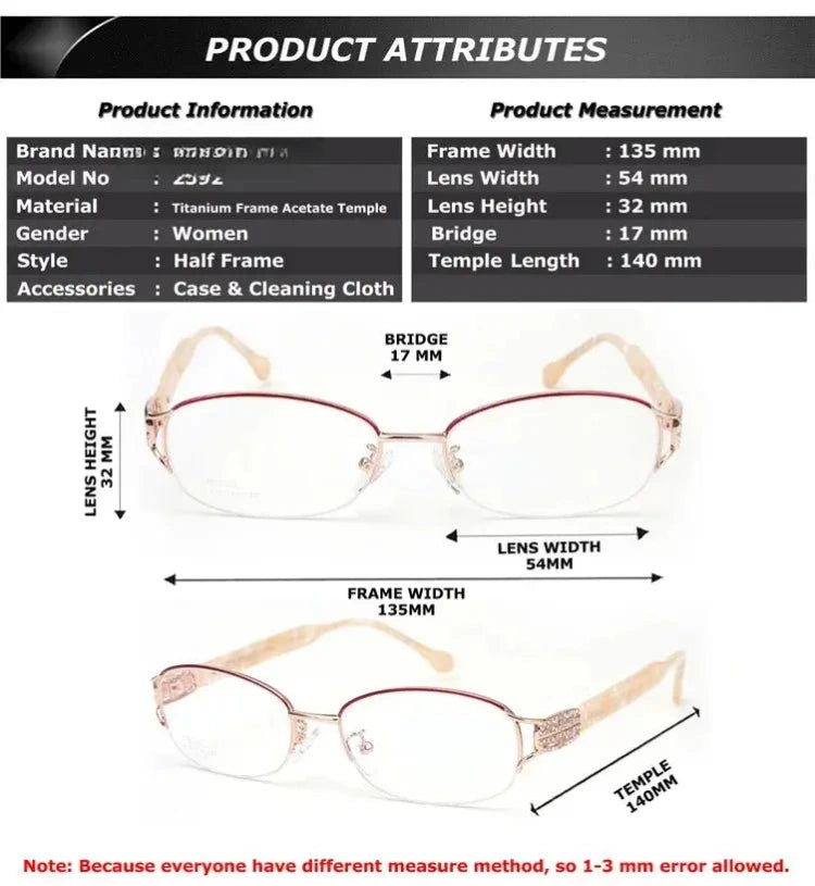 Women's Oval Semi-Rimless Titanium Prescription Glasses 882392 — view 2 | Rx Spectacle