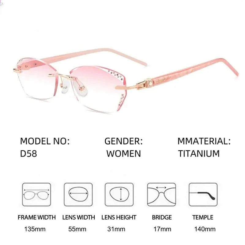Women's Oval Rimless Titanium Prescription Glasses 669158 — view 2 | Rx Spectacle
