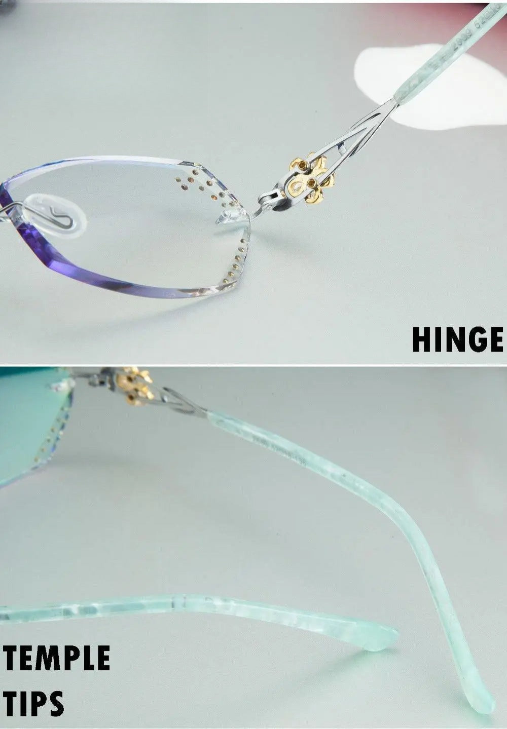 Women's Square Rimless Titanium Prescription Glasses 2889 — view 8 | Rx Spectacle