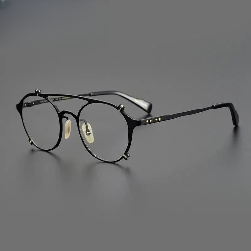 Unisex Round Full Rim Titanium Double Bridge Prescription Glasses Gxyj1026 — view 4 | Rx Spectacle
