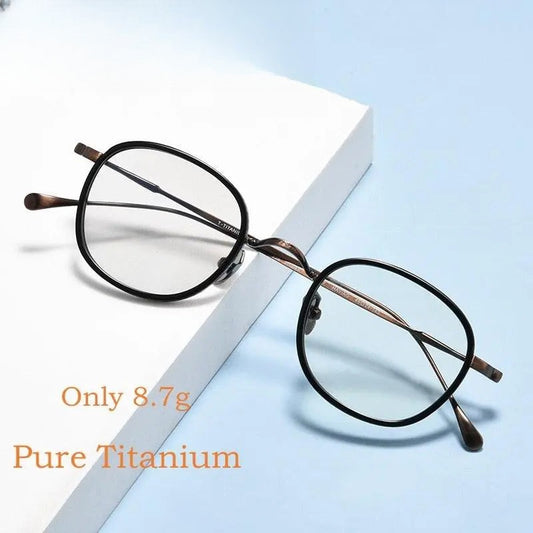 Unisex Square Full Rim Titanium Prescription Glasses Kmn137 — view 1 | Rx Spectacle