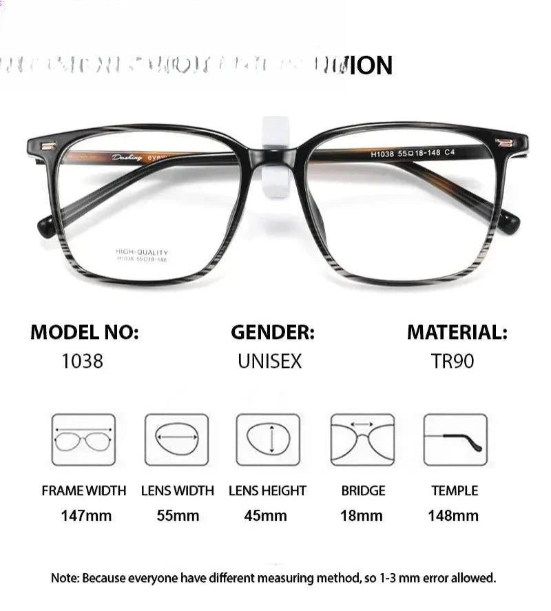 Unisex Square Full Rim Titanium Prescription Glasses 611038 — view 2 | Rx Spectacle