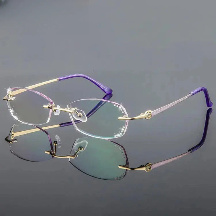 Women's Oval Rimless Titanium Prescription Glasses 92890 — view 4 | Rx Spectacle