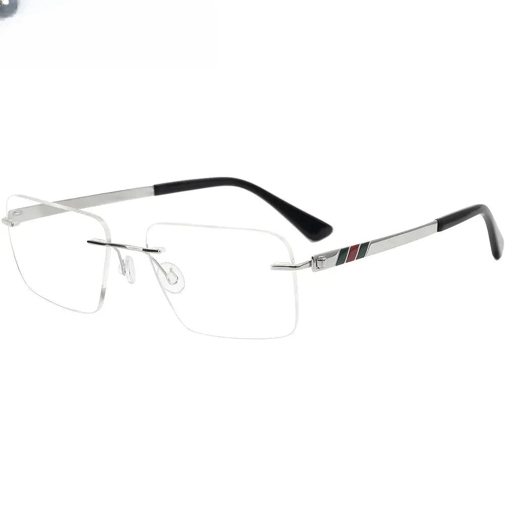 Women's Square Rimless Titanium Screwless Prescription Glasses 75014 — view 1 | Rx Spectacle