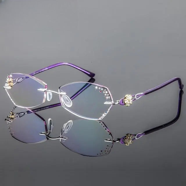 Women's Square Rimless Titanium Prescription Glasses 2889 — view 3 | Rx Spectacle