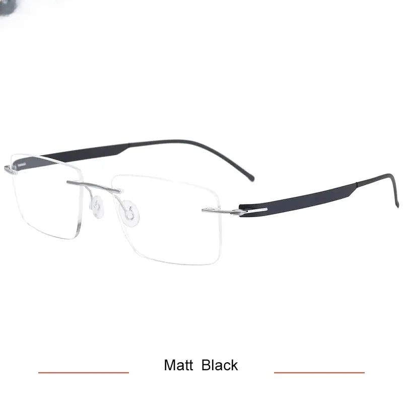 Unisex Square Rimless Titanium Screwless Prescription Glasses 55017 — view 5 | Rx Spectacle
