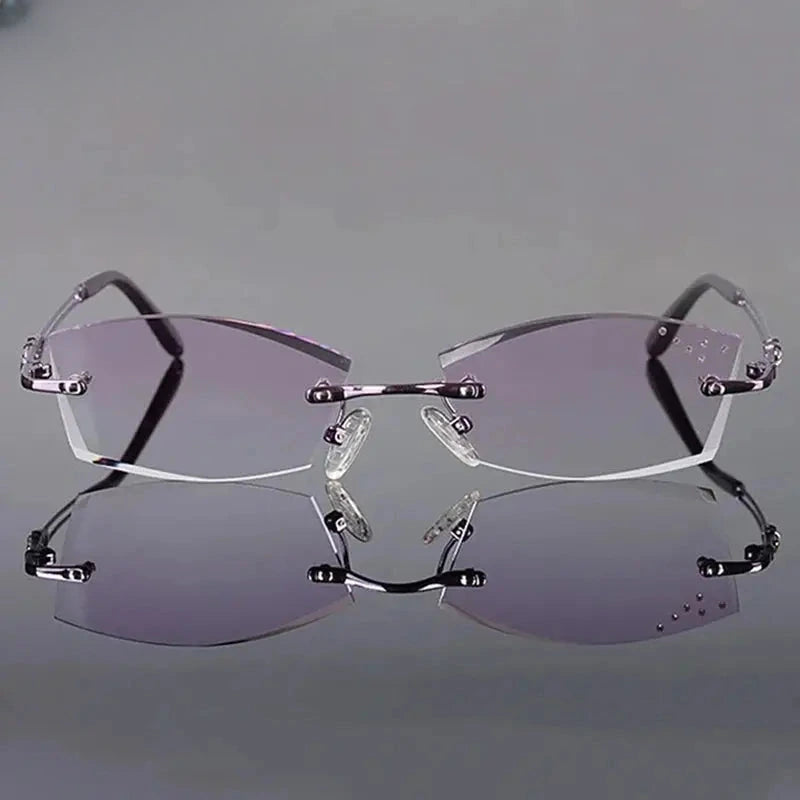 Women's Square Rimless Titanium Prescription Glasses 411005 — view 4 | Rx Spectacle