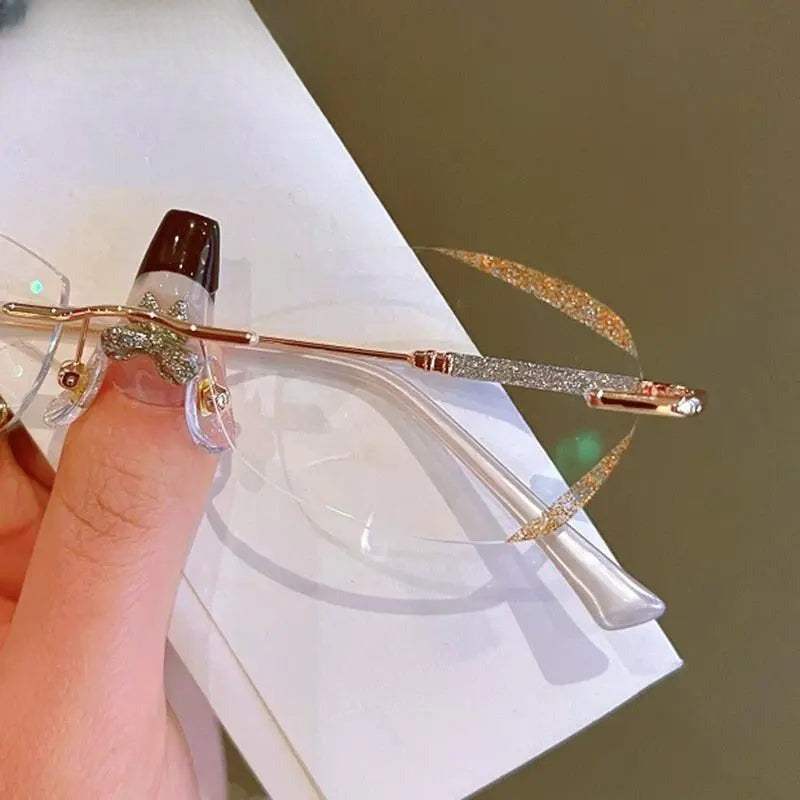Women's Rectangular Rimless Titanium Prescription Glasses 88606 — view 7 | Rx Spectacle