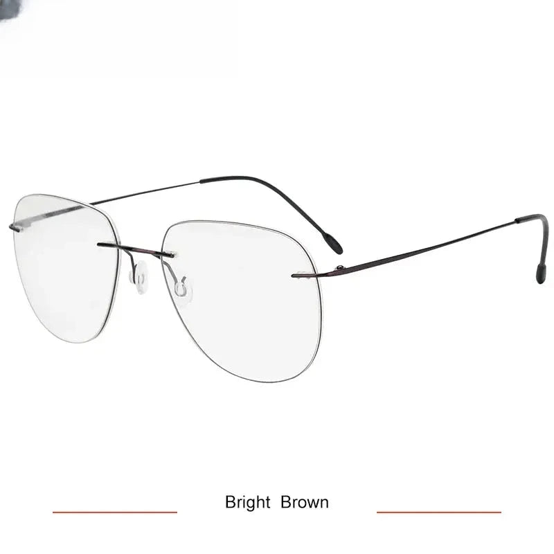 Unisex Oval Rimless Titanium Prescription Glasses Kr05 — view 11 | Rx Spectacle