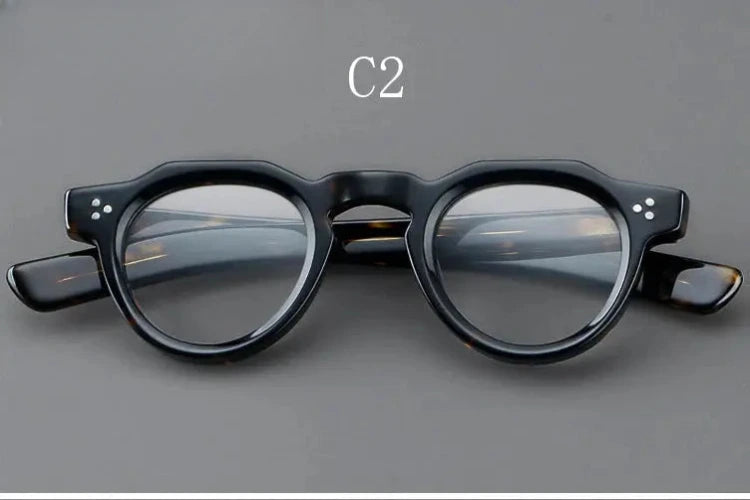 Unisex Round Full Rim Acetate Flat Top Prescription Glasses Y4341 — view 7 | Rx Spectacle