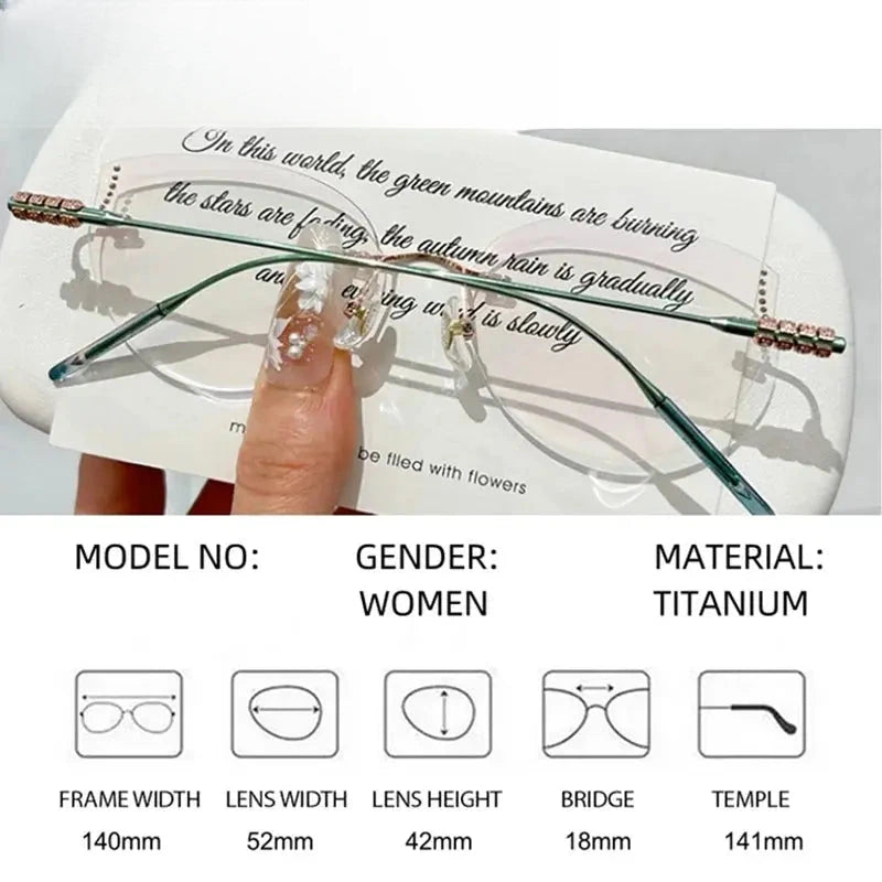 Women's Cat Eye Rimless Titanium Prescription Glasses 694218 — view 6 | Rx Spectacle