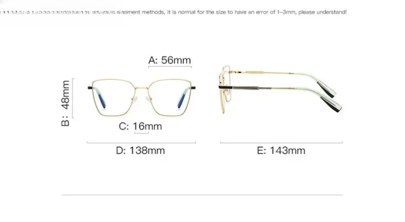 Women's Square Full Rim Alloy Reading Glasses Pfd3051 — view 12 | Rx Spectacle
