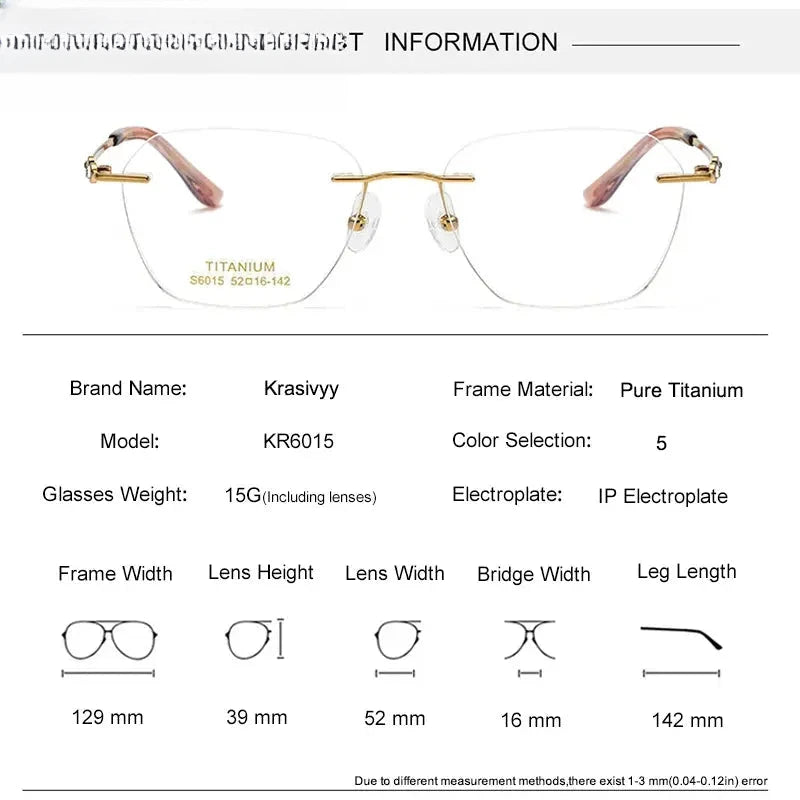 Women's Polygon Rimless Titanium Prescription Glasses 36015 — view 2 | Rx Spectacle