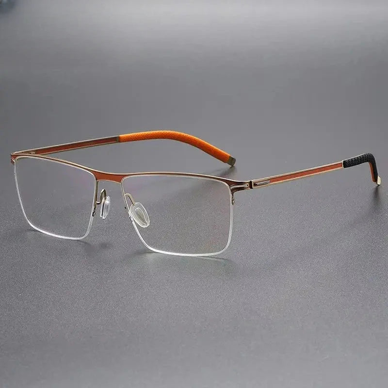 Men's Square Semi-Rimless Titanium Prescription Glasses 746267 — view 4 | Rx Spectacle